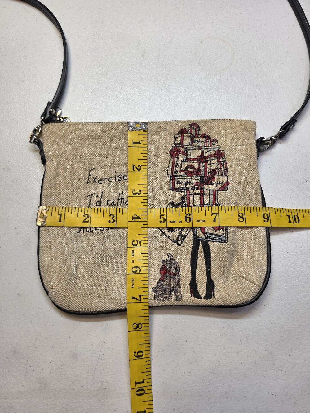 Brighton Canvas Scottie Dog Exercise I'd Rather Accessorize Crossbody Bag Purse - Picture 11 of 15